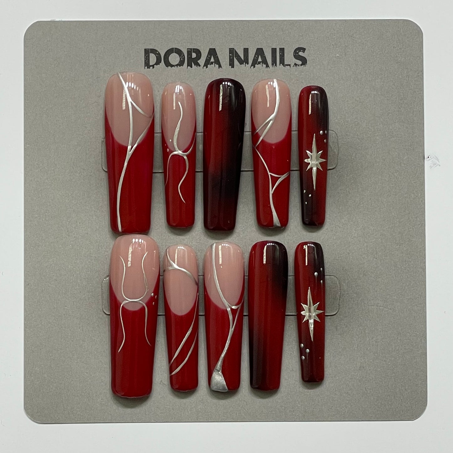 Handcrafted Red Square Style Press-On Nails: Unique Designs for Girls and Women