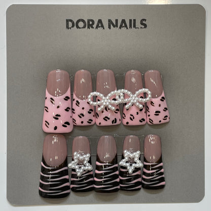 Handcrafted Duck Nails for Girls and Women, French Tip with special design