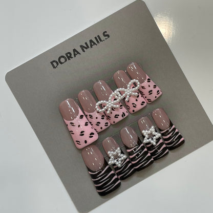 Handcrafted Duck Nails for Girls and Women, French Tip with special design